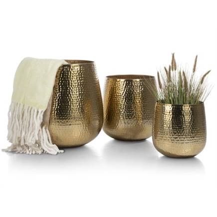 Coco Maison Coins set van 3 potten H30/40/50cm Goud